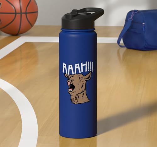 Goat Aaah Bleating Scream Animal Lover Farmer Men Women Kids Stainless Steel Insulated Water Bottle - color: Royal Blue