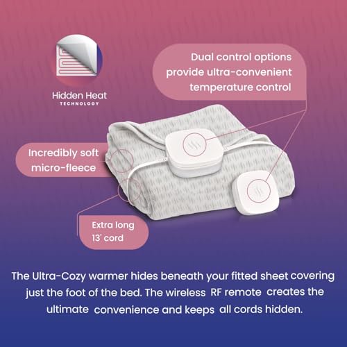 Hidden Heat Electric Foot of the Bed Warmer by SpotWarm; Wireless RF Remote, Microplush Flannel Mattress Warmer for Heated Feet. (King Size - 74" by 28") - size: 74" by 28"