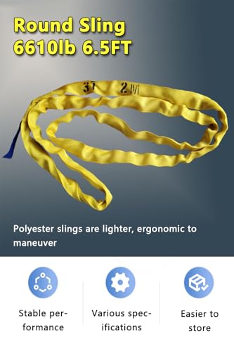Round Sling 6610lb 6.5FT Sling Strap Rigging Polyester Endless Lift Sling for Hoist Heavy Duty Objects Heavy Duty Poly Lifting Sling【3T-2M】 - size: 3T-2M