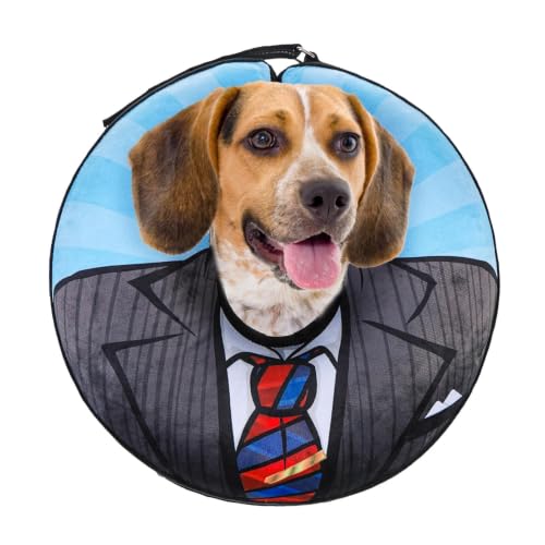 SCENEREAL Dog Cone Alternative After Surgery for Small Medium Large Dogs | Inflatable Cone Collar for Dogs Cats, Adjustable Soft Recovery Donut Collar to Prevent Licking, Black Suit Print E-Collars - color: Black Suit, size: M(Neck 13"-16")
