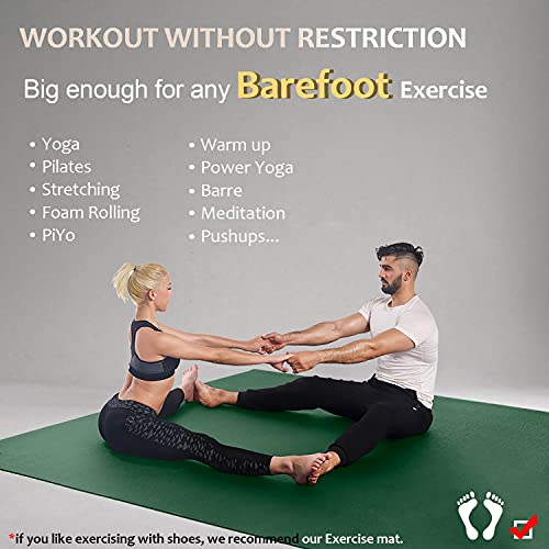 GXMMAT Large Yoga Mat 12'x6'/10'x6'/6'x8'(7mm), Extra Thick Workout Mats for Home Gym Flooring, Ultra Comfortable Non-Slip Quick Resilient Barefoot Wide Exercise Mat for Pilates, Stretching,Meditation - color: Green Jasper, size: 6*12 FT