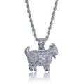 TOPGRILLZ Goat Chain Gold Necklace for Men Eagle Chain Rope Iced out Cubic Zirconia 14K Gold Plated Stainless Steel Necklace 24" Birthday Gifts - style: Silver Goat