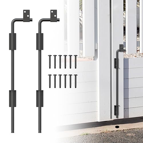 24" Heavy Duty Cane Bolt Gate Drop Rod with Upgraded Design, Square Drop Rod Kit for Double Gate Wood PVC Vinyl Metal Yard Gate Latch-2 Pack - size: 24 Inch-2 Pack