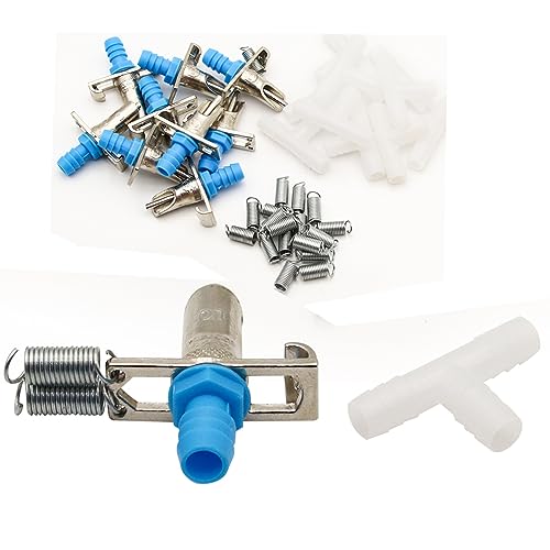 Automatic Rabbit Nipple Drinker with Double Springs 30Sets Guinea Pig Watering System Poultry Rats Rodent Bunny Drinkers(Blue) - color: Blue-double springs