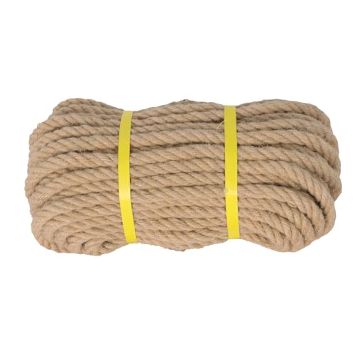 Natural Jute Rope, Heavy Duty Thick Rope, 1/2 in x 100 ft | For indoor and outdoor crafts, nautical rope decor, railings, hammocks, swings, gardening and tug of war - size: 1/2 in x 100 ft
