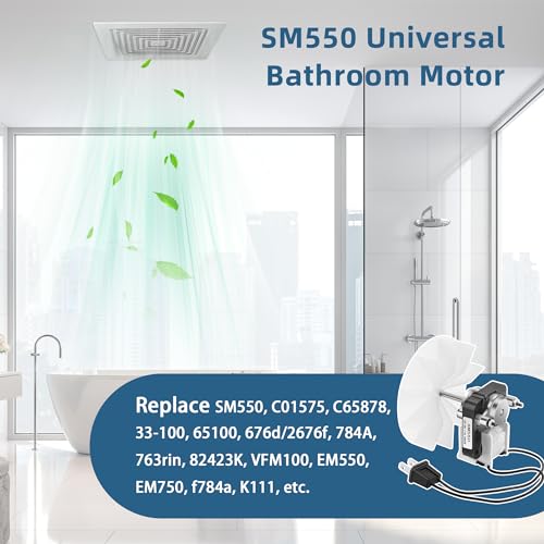 【Upgraded 100% Copper】 SM550 Bathroom Exhaust Fan Motor Compatible with Nu-Tone Br-oan Vent Fan, Replaces EM550 C01575 C65878 EM750 65100 VFM100, Bathroom Fan Motor by Fetechmate