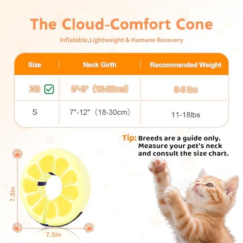 Adjustable Inflatable Dog Cone Collar for Surgery Recovery, Soft Cone for Dogs & Cats, Portable & Washable Dog Donut Collar, Large Cat Cone E Collar (Yellow L) - color: Lemon Slice, size: L