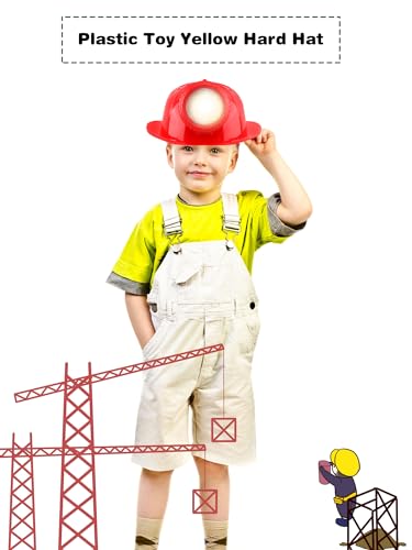 2 Pack Kids Construction Hat Miner Costume Helmet with Light for Boys Girls Dress Up Halloween Party Supplies - color: Red