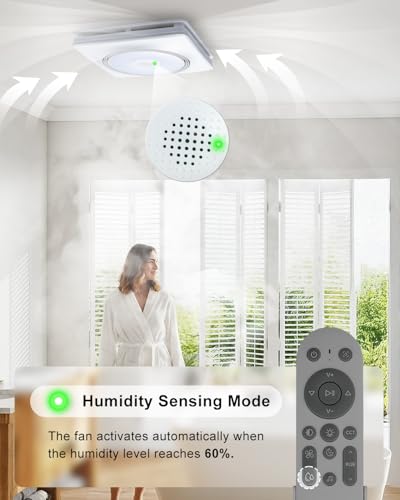 GROWNEER Bathroom Exhaust Fan with Light, 110/160 CFM 1.0 Sone Exhaust Fan with Humidity Sensor Auto-on at 60%, Powerful Oversize, 9 RGB Modes, 1500lm 3CCT & Nightlight - style: Humidity No Heater