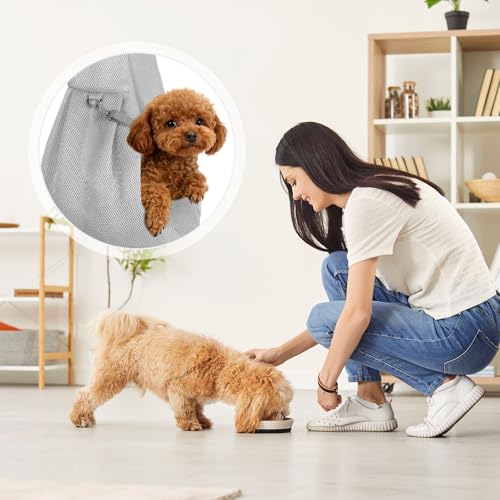 Dog Sling Carrier for Small Dogs and Cats Up to 16.5 Lbs, Soft Pouch Breathable Mesh Pet Crossbody Shoulder Bag, (Gray, 1 Pcs) Intended for Outdoor/Camp/Travel - color: Gray