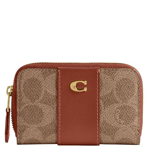 Coach, Women's, Essential Small Zip Around Card Case, Tan Caramel, One Size - color: Tan Caramel, size: One Size