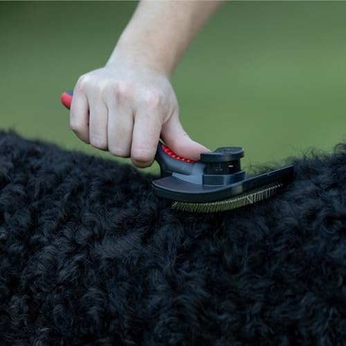 Jeffers Pet Self-Cleaning Slicker Brush for Dogs & Cats – Self Cleaning Button, Removes Tangles & Loose Hair, Non Slip Handle for Easy Grooming, Go To Gift for Pet Owners – Black, Red - Medium - color: Self Cleaning Slicker, size: Medium