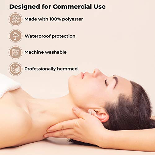 ForPro Professional Collection Waterproof Massage Table Cover, Protective Spa Treatment Sheet Set for Massage Tables, Machine Washable, includes Massage Fitted Sheet and Face Rest Cover, Natural | for Massage & Treatment Tables, Disposable Table Sheets, S