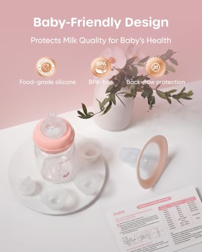 Nuliie 8010 Manual Breast Pump, Adjustable Suction with Temperature-Indicating Bottle, 6oz Wide-Neck Bottle, Narrow-Neck Adapter, Hand Pump Breastmilk with Flanges, BPA-Free, Heat Resistant