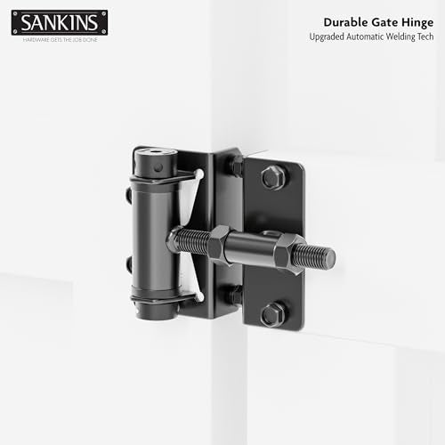 Heavy-Duty Self-Closing Gate Hinges, 90-Degree Adjustable Heavy-Duty Gate Hinges for Metal/PVC/Vinyl/Wood Fences, Narrow Fence Gate Hardware Door Hinges with Adjustable Tension, 2-Pack