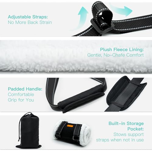 Dog Lift Harness Sling for Back Legs, Adjustable Rear Leg Support & Mobility Aid, Hip Support for Senior/Disabled Dogs, Soft Fleece Lining, Padded Handles, for CCL/ACL Surgery (Black, Medium) - size: Medium