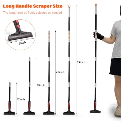 Floor Scraper Heavy Duty 6" Wide Razor Blade Scraper Tool with Adjustable 17‘’-59" （1.4ft- 4.9ft） Long Handle