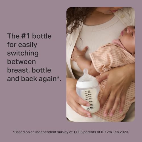 Tommee Tippee Natural Start Baby Bottles, Anti-Colic, 0m+, 5oz | Pack of 2, Slow Flow Breast-Like Nipple, Self-Sterilizing, Seamless Bottle-to-Breast Transition, BPA Free - color: Clear, Pack of 2