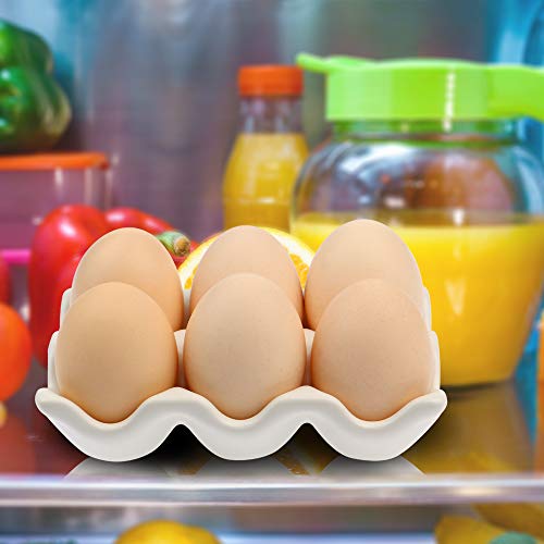 6 Cups Egg Tray Serveware, Eggs Dispenser, Egg Holder Set Kitchen Restaurant Fridge Storage Decorative Accessory (White,2 pack)