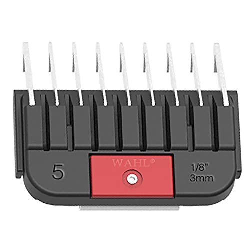 Wahl Professional Animal Guide, #5, 1/8 Inch Cut Length, Red | 3371-100, Attachment Guide Comb, Detachable Blade for Pet Clippers, Easily Snaps into Place, Durable Stainless Steel - color: Red, size: 1/8 Inch (Pack of 1)