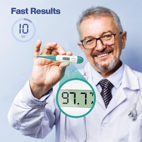 Boncare Digital Thermometer for Adults, Kids & Babies, Clear Blue | Accurate & Safe Oral and Rectal Thermometer with 10-Second Reading and Fever Alarm - color: Clear Blue