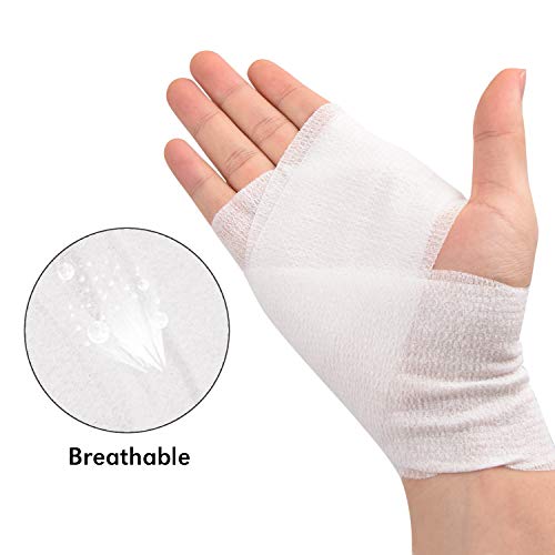 TOBWOLF 12PCS Self Adhering Bandage, 3" x5yd Cohesive Elastic Bandage Wrap | Breathable & Non-Woven Fabric, Elastic Bandage Tape, Protective Vet Wrap for Outdoor Hunting Rifle Knife Handles - size: 3" x 5yd