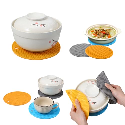 3Pcs Rubber Jar Opener,Round Large Jar Opener Gripper Pad Kitchen Non-Slip Coasters for Weak Hands,6.7x6.7Inch(Gray,Blue,Orange) - color: Gray, Blue, Orange