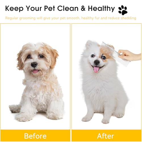 BEVTEE 3 Pcs Dog Combs for Grooming Matting, Greyhound Metal Comb for Cat | Removing Tangles Knots, Pet Grooming Tool, Stainless Steel Teeth Without Scratching the Skin for Pet Greyhound Poodle Doodle