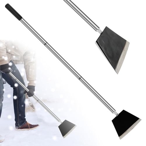 Garden Shovel, Floor Cleaning Scraper Tool, Snow Shovel Ice Scraper | 47 inch Weed Removal Tool with 3 Sections Long Handle for Moss,Sidewalks, Driveway Yard Working - Heavy Duty