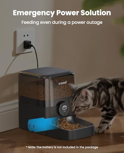 oneisall Automatic Cat Feeder for Large Kibble and Snacks, 12 Cups/3L Timed Pet Feeder for Cats Indoor, Programmable Dry Food Dispenser (Black) | Large Kibble and Snacks, 12 Cups/3L, Programmable Dry Food Dispenser, Corded, Black
