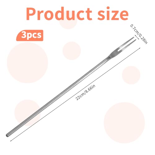 3 Piece Stainless Steel Pickle Picker 8.6 Inch Pickle Fork Silver Long Handle Olive Forks 2-Tine Cocktail Fork for Jar Dessert Appetizer Fruit Vegetables Salad