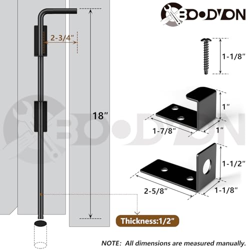 18" Cane Bolt Gate Drop Rod Heavy Duty Gate Hardware, Gate Ground Latch for Wood Metal Vinyl Gates Doors Stopper for Gate Ground, Wrought Iron Gate Latches, Black Finish-1 Pack - size: 18 Inch