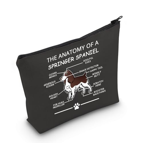 LEVLO Funny Springer Spaniel Lovers Gifts - The Anatomy of A Springer Spaniel Cosmetic Bags for Veterinary Mom - Travel Toiletry Bags (Black) - color: Springer Spaniel-black