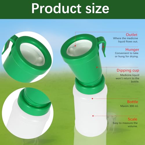 Teat Dip Cup - Non Reflow Design for Cow, Goat, Sheep | Secure Nipple Cleaning Disinfection Dip Cups 300 ml (green, 1) - style: green
