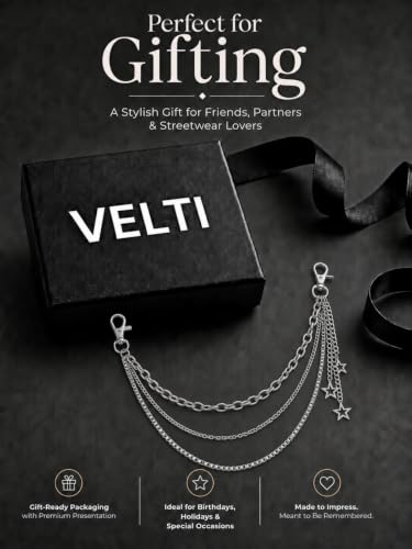 Layered Wallet Chain, Pants Chain for Men and Women | Layered wallet and pants chains for men and women to style jeans with punk, Y2K, biker, and streetwear looks. - color: Starlight Silver - Star Triple