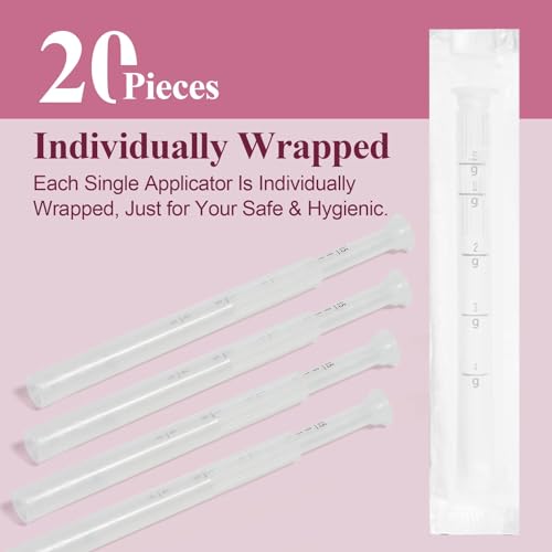 Dizzily 20 Packs Disposable Vaginial Cream Applicators - Fits Suppository, Creams and Most OTC Gels, Individually Wrapped Feminine Care Applicator with Dosage Markings