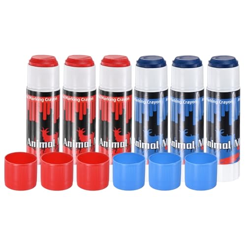 M METERXITY 6-Pack Livestock Marker, 11.6 Cm/4.6 Inches Large Animal Crayons for Pig/Cattle/Cow/Sheep Supplies, Farming Livestock Marking Crayons [Red/Blue] - color: Red/Blue