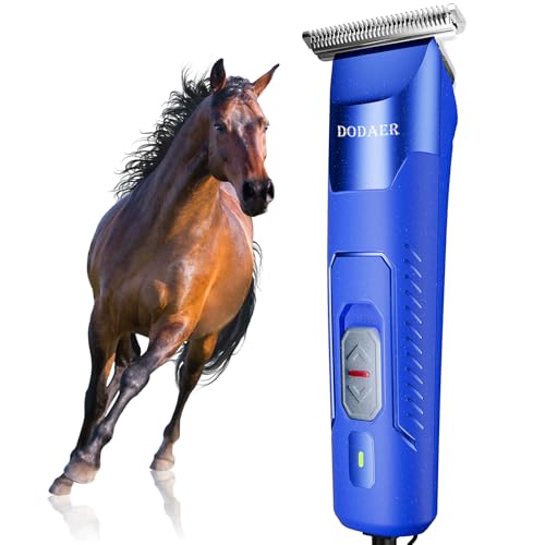 Professional Grooming Electric Corded 2-Speed Horse Clipper with Detachable Blade - Cool & Quiet Running Design - Includes Size T84 Blade for Complete Horse Grooming - Blue