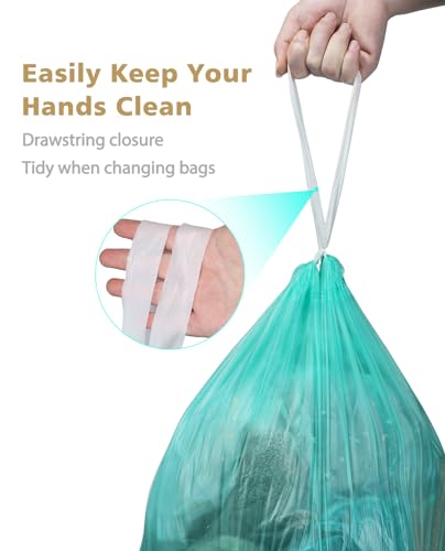 AYOTEE Compostable Trash Bags 4 Gallon Drawstring Trash Bags,100 Count | Ultra Strong Unscented Compostable Garbage Bags Small Trash Bags Waste Basket Liners for Bathroom, Kitchen, Car, Pet