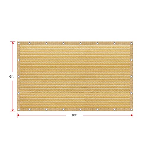 Shatex 90% Shade Fabric 6' x 10' Sun Shade Cloth with Grommets for Pergola Cover Canopy, Wheat, 12 Bungee Balls - color: wheat, size: 6x10ft