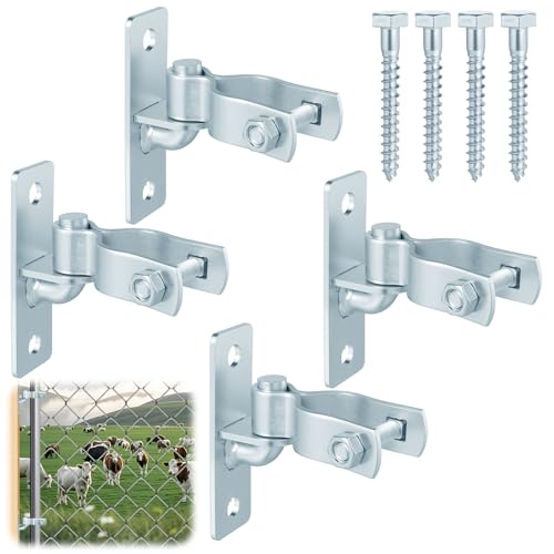 4 Pair 1-3/8'' Wall Mount Gate Hinge Heavy Duty, Screws Included | Chain Link Fence Post Hinges for Outdoor Gates, Metal Gate Hardware Kit - size: 4 Pair-1-3/8''