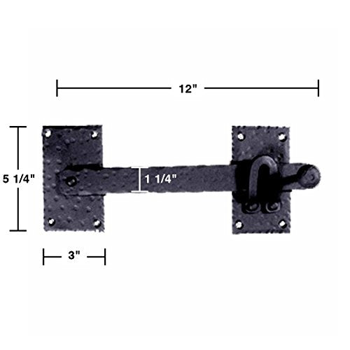 Black Iron Fence Gate Latch Lock, Colonial Style Door Hardware, 12 in, Pack of 3 - color: 12-inch Latch, size: Pack of 3