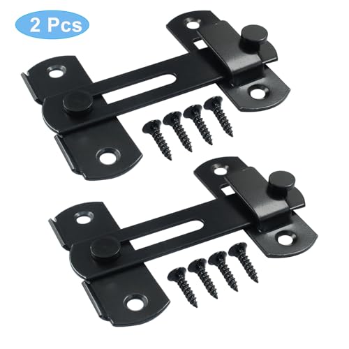 Waziaqoc Barn Door Latches, 3.93 x 2.75 Inch, Black, 2 PCS | Sliding Barn Door Lock, Stainless Steel, For Barn Door Cabinet Window Closet Door - size: 3.93 x 2.75 Inch