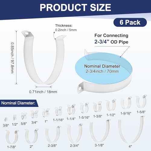 M METERXITY 6-Pack Brace Bands Chain Link Fence Parts, 2-3/4 Inch Galvanized Steel Chain Link Brace Band with Bolts and Nuts for Fence/Gate/Posts/Rust-Resistant [Silver] - size: 2-3/4"
