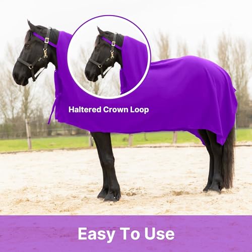 RESISTANCE Long Lasting & Warm Soft Fleece Square Cooler for Horse (90"x80", Purple) - color: Purple