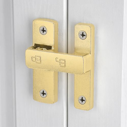 Gold 180 Degree Zinc Alloy Barn Door Latch, Flip Gate Lock | Sliding Door Latch Lock,for bedroom,garage,balcony,barn,bathroom,drawer,Wine Cabinet,window,cabinet,pet enclosures - color: Gold_180 Degree