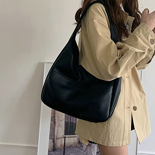Women Tote Handbags Chic Vegan Leather Tote Bag Purse Stylish Casual Trendy Large Soft Shoulder Bag - color: Black