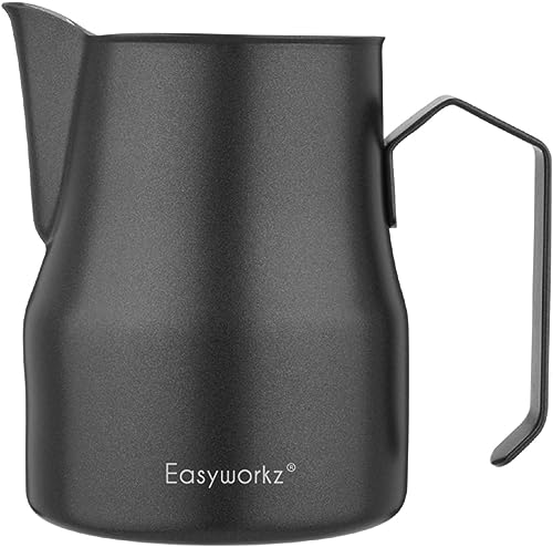 Espresso Steaming Pitcher Stainless Steel 12 oz Coffee Frothing Picther Milk Jug Cappuccino Latte Art Cup - color: Black, size: 11.8 Ounces