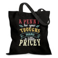 Aesthetic Canvas Tote Bag for Women - with Magnetic Snap Closure & Zipper Inner Pocket Reusable Totes Bag - color: Penny1