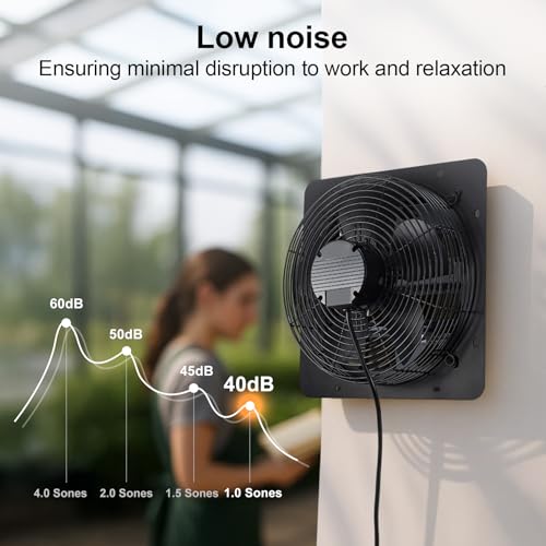 GROWNEER 12 Inch Shutter Exhaust Fan with Temperature Humidity Controller, 1200 CFM Remote Control Vent Fan, 10-Speed Adjustable Wall Mount Attic Fan for Greenhouses Garages Sheds - style: 12 Inch with Temperature Humidity Controller